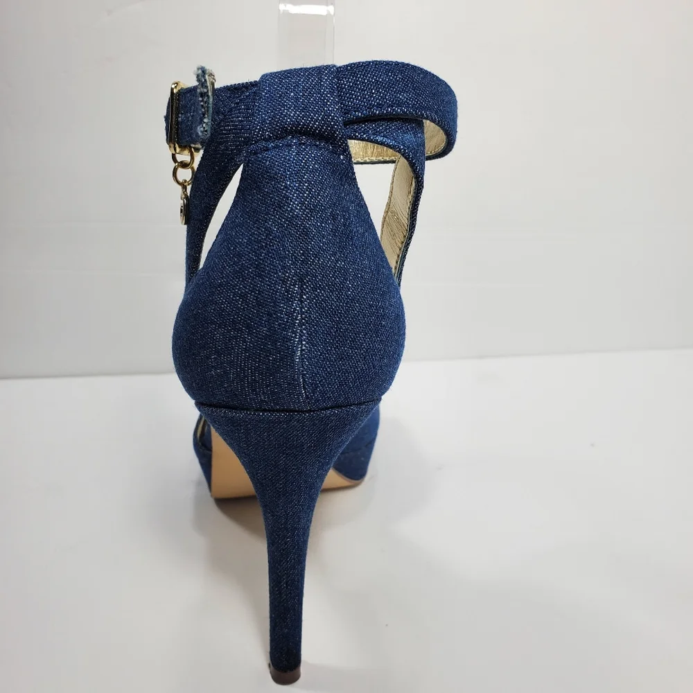 Guess Peep Toe Stilettos with Ankle Strap in Navy Size 9M_5